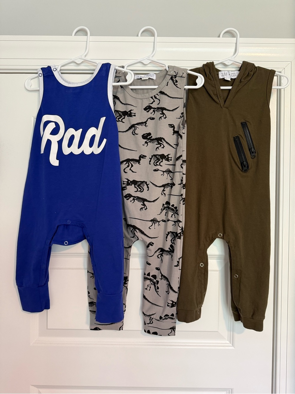 Set of 3 Olive + Scout Rompers